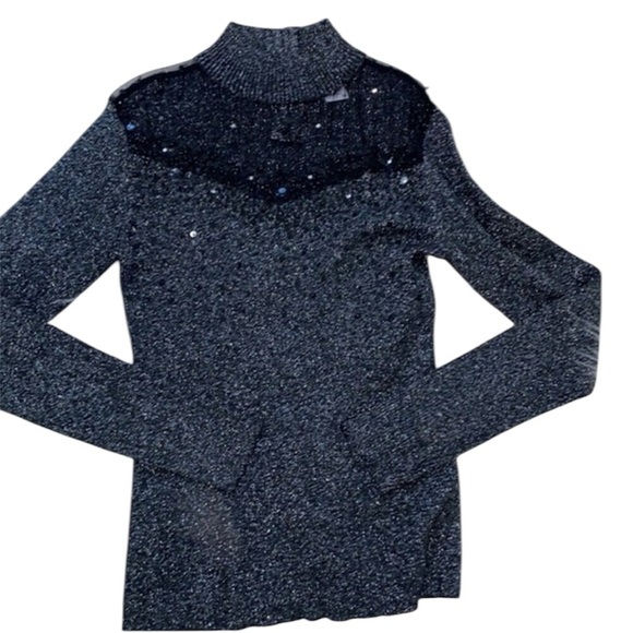Lauren Michelle vintage Black grey sparkly sequin top size medium - Picture 1 of 6